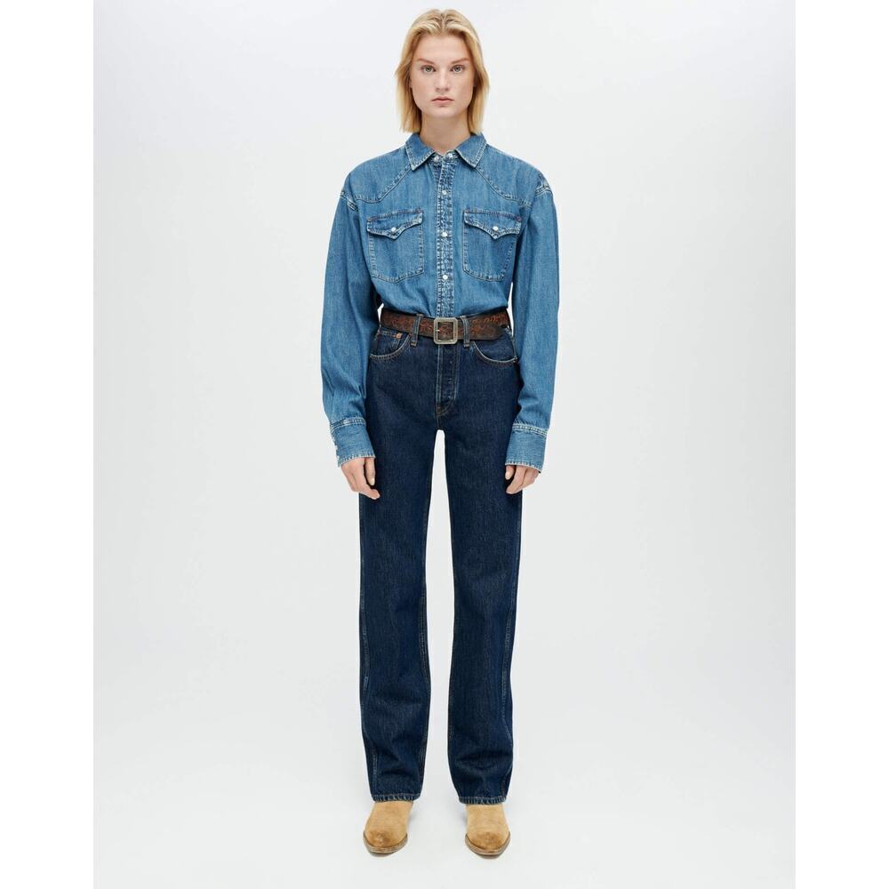 RE/Done Comfort Stretch 90s High Rise Loose Fit Jeans Straight Leg Size 23 NWT